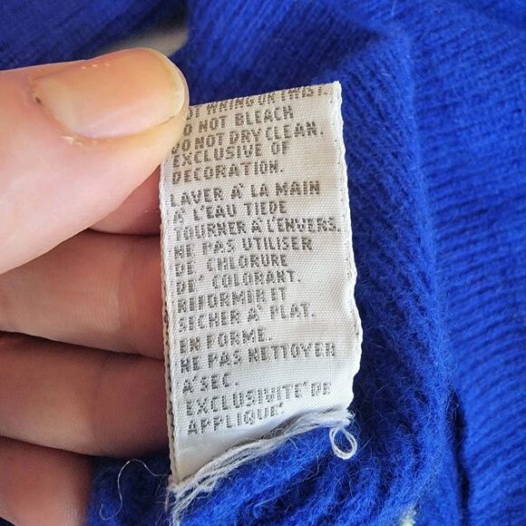 VTG Marisa Christina Classics Lambswool Angora Christmas Sequin Cardigan Blue S - Picture 5 of 16